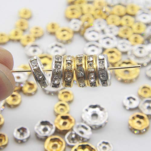 Рондель 6 мм плоский тип 200 штук золото серебро 100 штук каждый со стразами разделительные бусины металлические бусины аксессуары части ювелирные изделия ручная работа ремесло