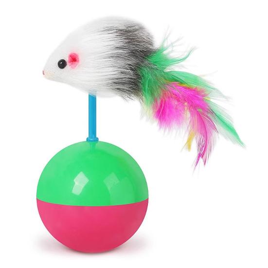 Cat Interactive Ball Cat Toy with Fake Feathered Mouse Automatic Toy Ball for Cats And Dogs Indoor Exercise Entertainment
