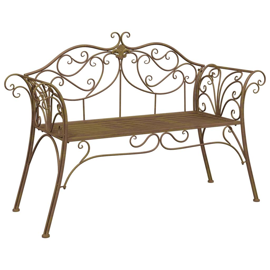Garden Bench 2 Seater 130 x 47 x 90 cm Antique Brown Steel