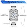 Square Watch 3ATM Waterproof Stainless Steel Roman Alphabet Analog Calendar Quartz Watch Casual Watch Simple Stylish Silver Fashion Accessories Day