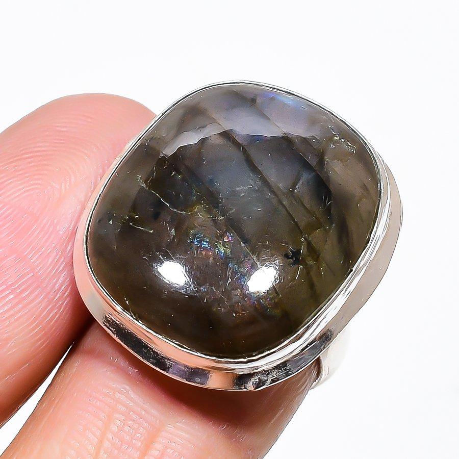 Labradorite Gemstone 925 Sterling Silver Jewelry Ring Size Adjustable KJ-296