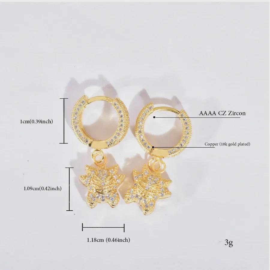 Ювелирные изделия Tingjie в стиле хип-хоп: Модные европейские и американские серьги-кресты Geng Gui