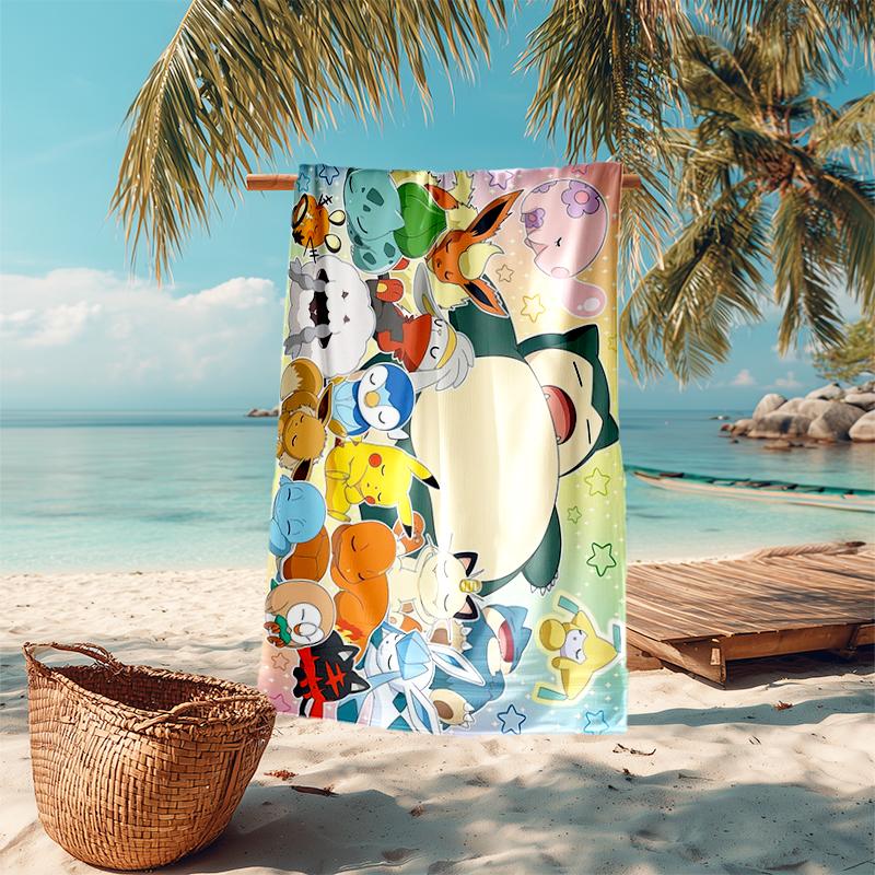 Pokémon beach towel Outdoor camping Beach towel for vacation swim Outdoor pool Absorbent bath towel