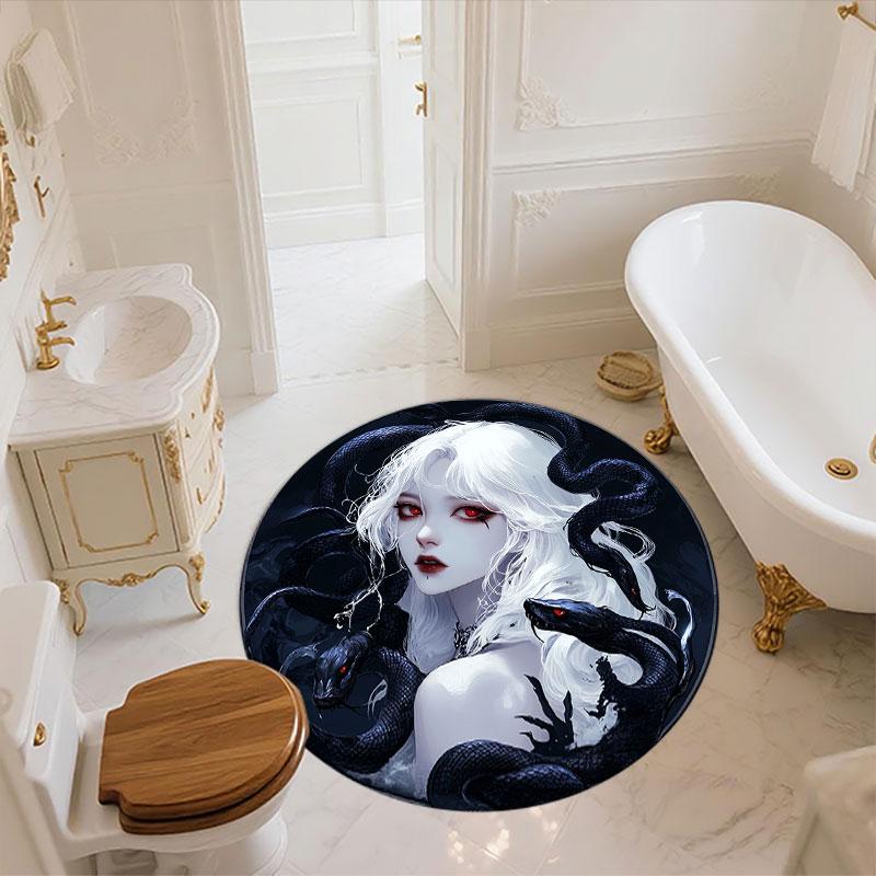Dark Maiden pattern round rug,Carpet Rug for Living Room Bedroom Playroom ,Non-slip Floor Mat,Holiday Gifts and Birthday Gifts.