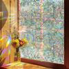 Iridescent Window Film Green Leaf Flower Pattern Non-Adhesive Glass Sticker Reusable Privacy Film
