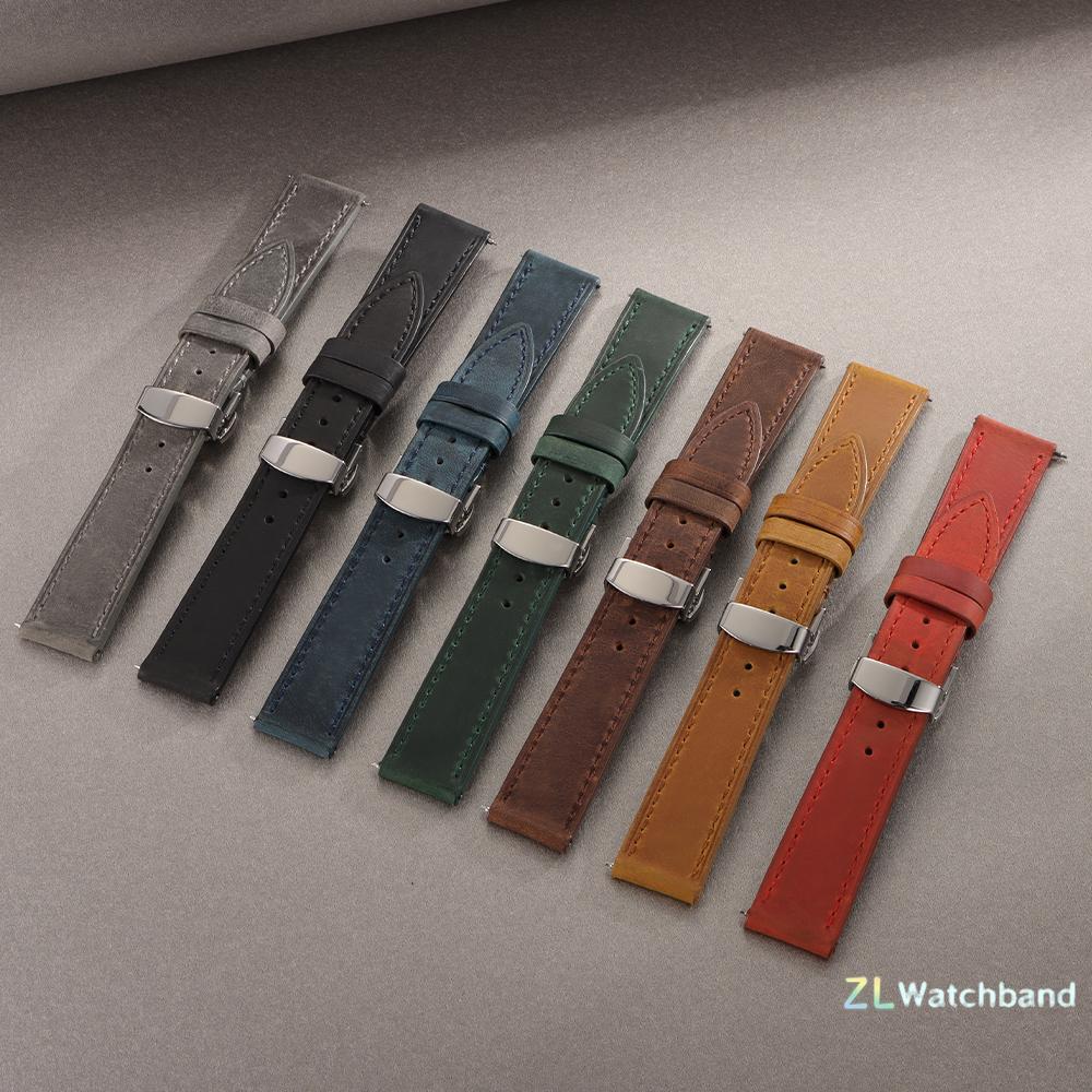 Casual Business Leather Watchband 18mm 19mm 20mm 21mm 22mm 24mm Strap Quick Release Butterfly Buckle Wristbands Accessories