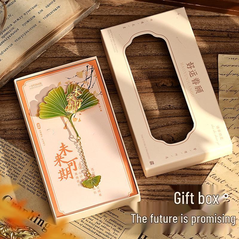 Изысканная металлическая закладка в стиле ретро с листом гинкго - Идеальный культурный подарок для студентов