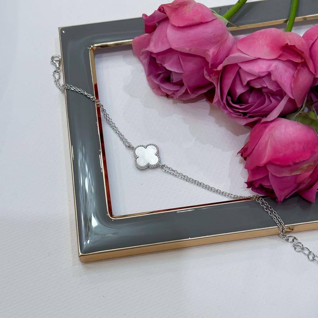 Серебряный браслет с натуральным ониксом, перламутром, вес изделия 3,26 гр (2172031)