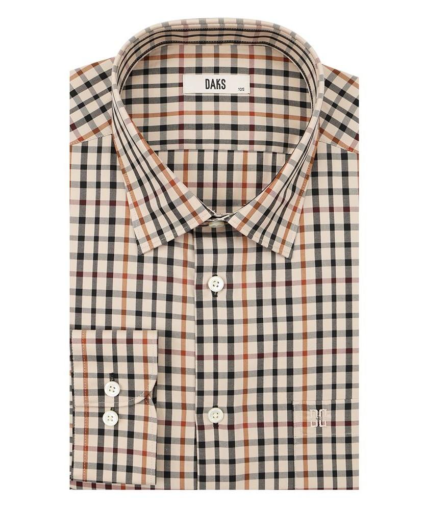 DAKS SHIRTS 100% Cotton Small Check Shirt Regular Fit Beige_Dma1Shcl140I1
