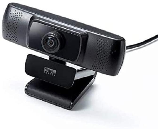 Веб-камера Sanwa Supply с широким углом обзора для конференций, длинный кабель, USB-подключение, сверхширокий угол обзора, совместима с микрофоном, черная (Тип 3м) 150 °
