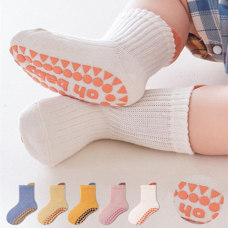 3Pairs/Lot Baby Anti-slip Socks For Boys Girls Low Cut Floor Kids Toddler Sock With Rubber Grips Socken For 0-6Years