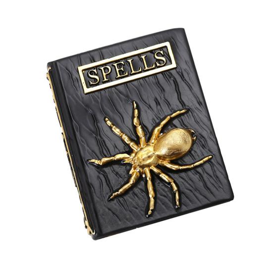 Книга заклинаний ведьмы и волшебника, настольное украшение на Хэллоуин, смоляная 3D-книга с черепом и паутиной, сложенная фигурка для домашнего стола, каминной полки, декора камина