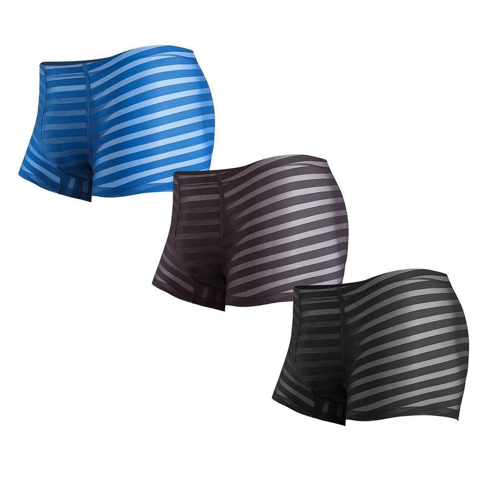 Aoyuan мужские дышащие полосатые боксерские шорты из ледяного шелка