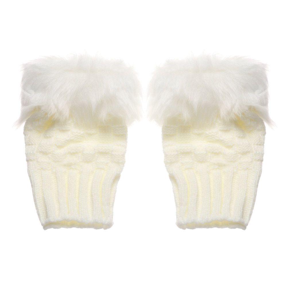 Women Girls Half Finger Elastic Warm Mittens Knitted Gloves Thicken Warm Faux Rabbit Hair Gloves