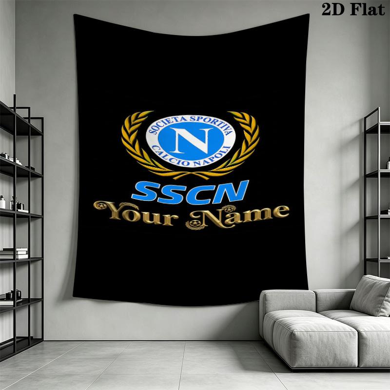 S.S.C. Napoli Custom Name Wall Tapestry Aesthetic Wall Hanging Printed Fabric Blanket Decorative Tapestries for Bedroom Living Room Home Decor