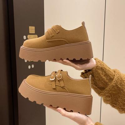 Женская обувь на платформе-маффин, женские весенне-осенние новые модели, увеличивающие рост, маленькие одинарные туфли Boken, новые модели