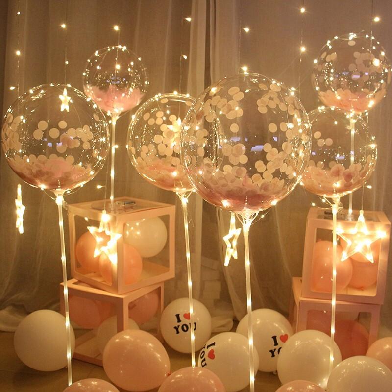 Birthday Decoration Scene Setup, Adult Romantic Party, Children's Girl's Birthday Table Decorations with Balloons, Pink Heart Desig