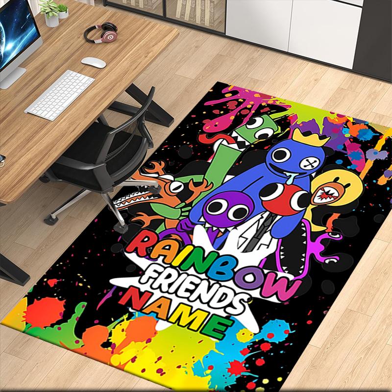 Custom Name Rainbow Friends Printed Carpet, for Office Chair Living Room Bedroom Kitchen Room Decor Gifts.