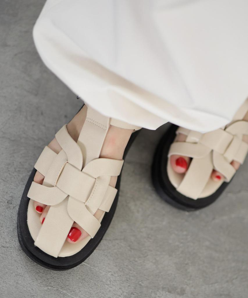 Объемная подошва сандалии гуркха для размера [Sest] Толстая подошва, женские, S, слоновая кость, dks6401-IV-S