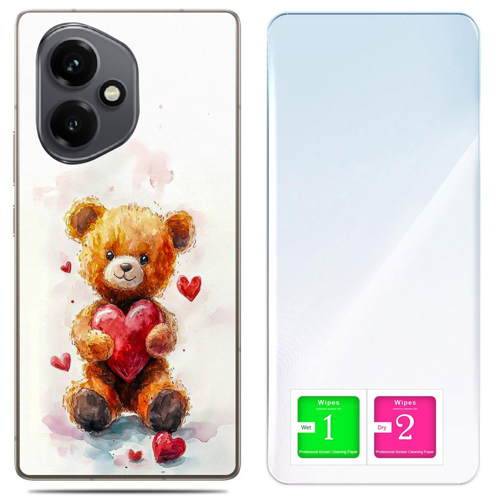 Etui Do Honor X7D / 400 Smart Obudowa Foto Case Plecki Miś + Szkło 9H