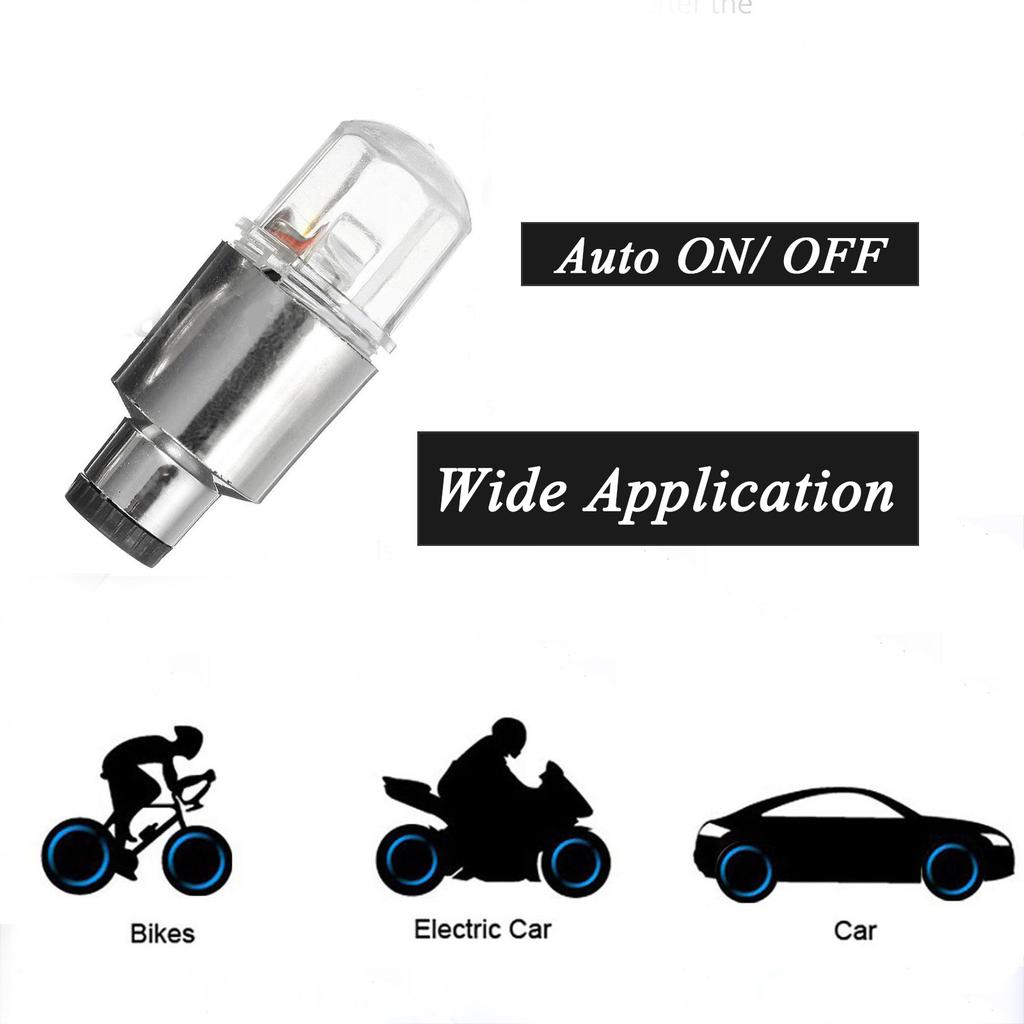 2PCS Bicycle Tire Valve Cap LED Lights Colorful Flash Lamps Auto Car Motorcycle Tire Air Valve Wheel Light Bike Accessories