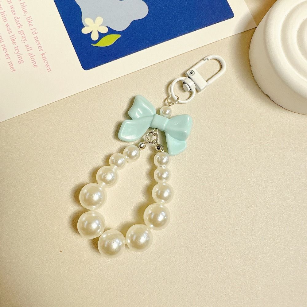 Акриловый жемчужный брелок с бантом и бантом, автомобильный брелок с бусинами, подвеска для мобильного телефона, креативный подарок