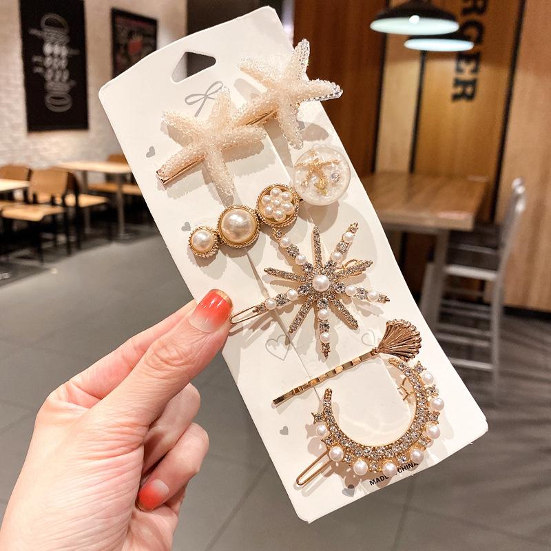 5-6 шт., элегантные винтажные заколки для волос с жемчугом, женские модные заколки с геометрическим цветком, головные уборы, милые заколки для девочек, аксессуары для волос