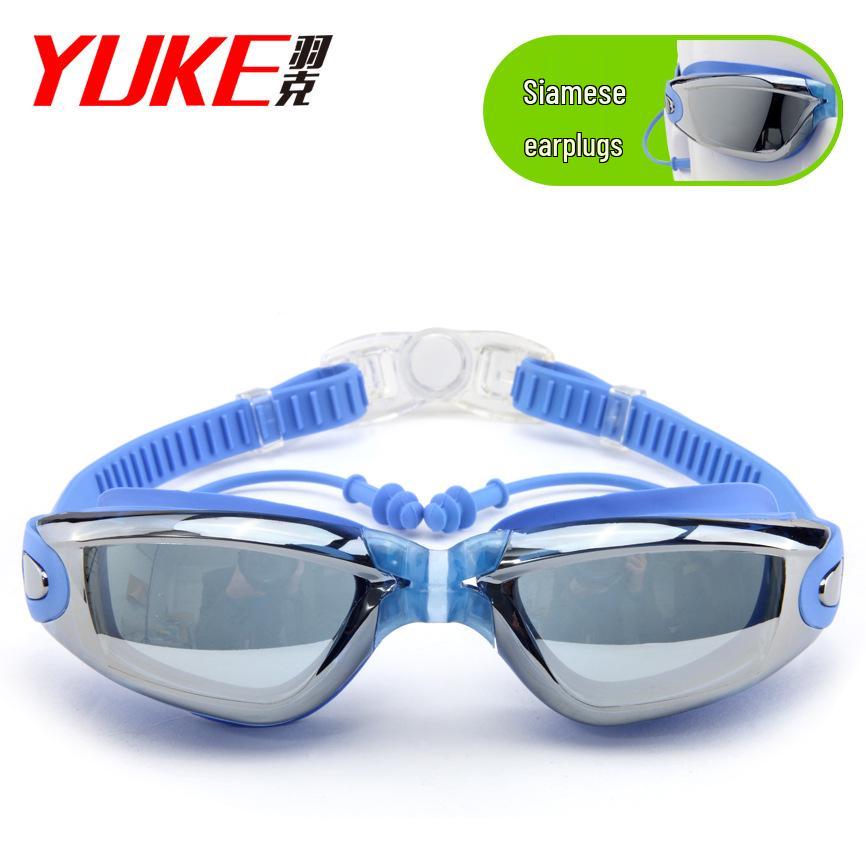 Yuke Electroplated Anti-Fog Swimming Goggles with Earplugs for Men & Women