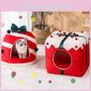 Theme Christmas Pet Cat Dog Bed Puppy Kitten Cozy Sleeping Nest Plush House Cave