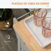 Rolling Kitchen Island Storage Trolley with Rubber Wood Top & Drawers for Dining Room, Grey