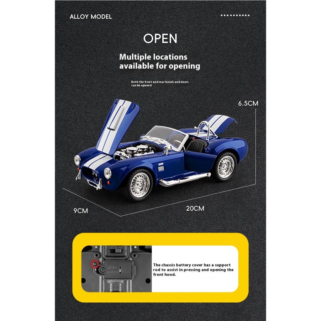 1/22 Ford Cobra Кабриолет Суперкар Модель из Сплава, Изящные Настольные Украшения, Лучшая Коллекция для Энтузиастов Моделей Автомобилей