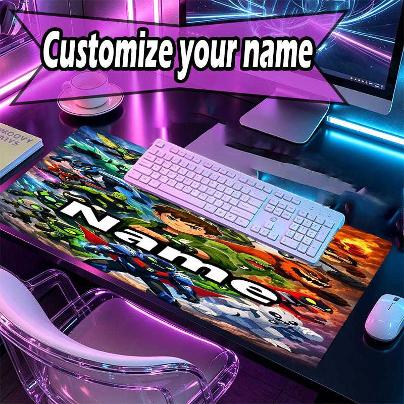 Custom Name Personalized Ben 10 Cartoon Pattern Mousepad, Laptop PC Desk Mat, Decorative Desk Mat for Home Keyboard Pad Gift