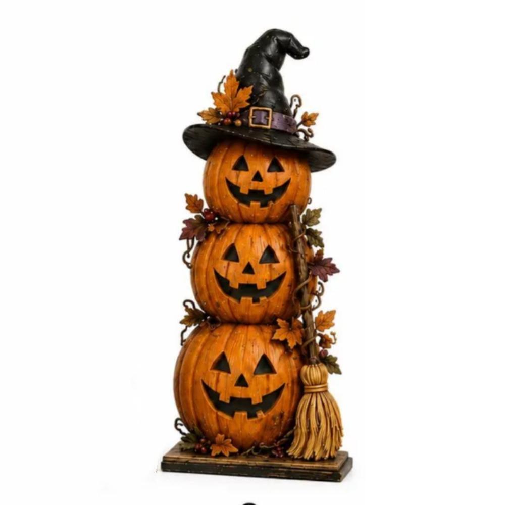 Vintage Halloween Pumpkin Ghost Figurine 2D Flat Halloween Wooden Sign Home Decor