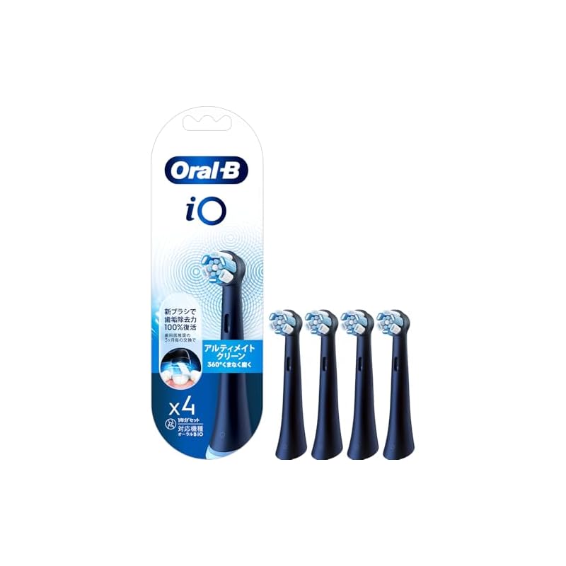 Сменные насадки для зубной щетки BRAUN Oral-B iO, Оригинальный продукт, Максимальная чистота, На 1 год (4 кисти) [Только для серии iO] iORBCB-4EL Черный