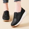 Plus Size 44 Spring Shoes for Women Autumn Fashion Thick-soled Wedge Casual Shoes British Style Lace-up Loafers Zapatos Mujer
