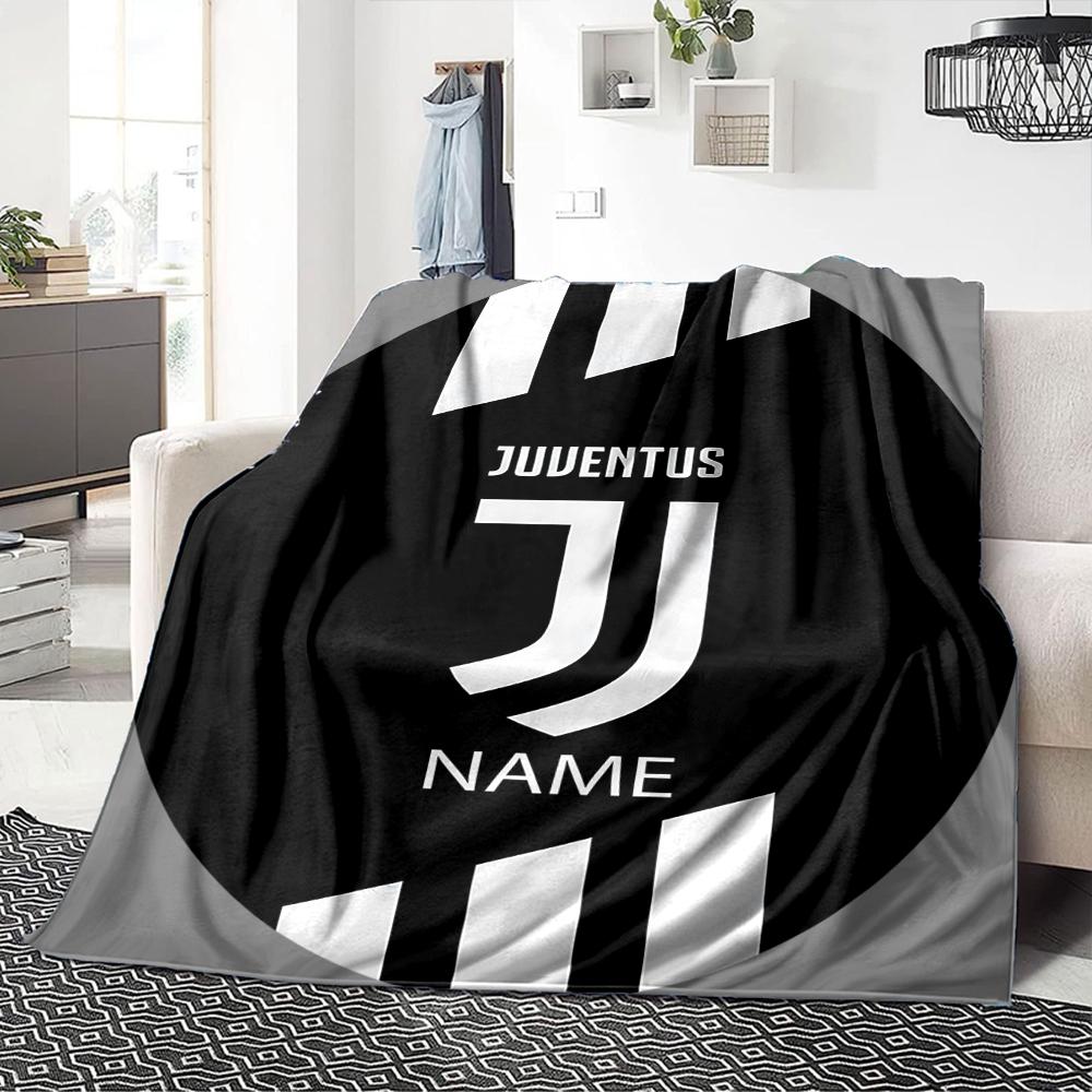 Custom Name Juventus Badge blanket for Couch & Bed, Plush Cozy Fuzzy Blanket Super Soft & Warm Blankets for Fall and Winter. 0908255
