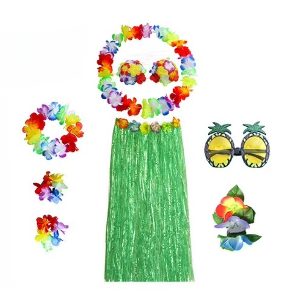 Гавайские принадлежности для вечеринки очки гирлянда ожерелье костюм повязка на голову гавайская хула юбка комплект маскарадный костюм