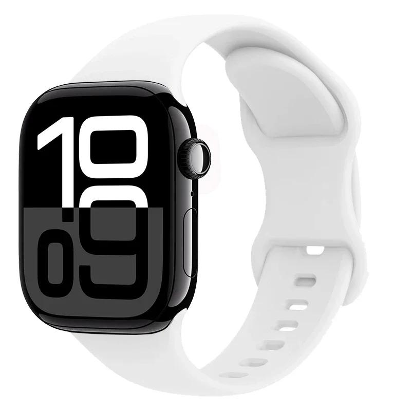 Силиконовый Ремешок Для Apple Watch 11 10 46мм 42мм 9 8 7 45мм 41мм Ultra 3/2 49мм Спортивный Браслет Ремешок iWatch 6 5 4 SE 44мм 40мм