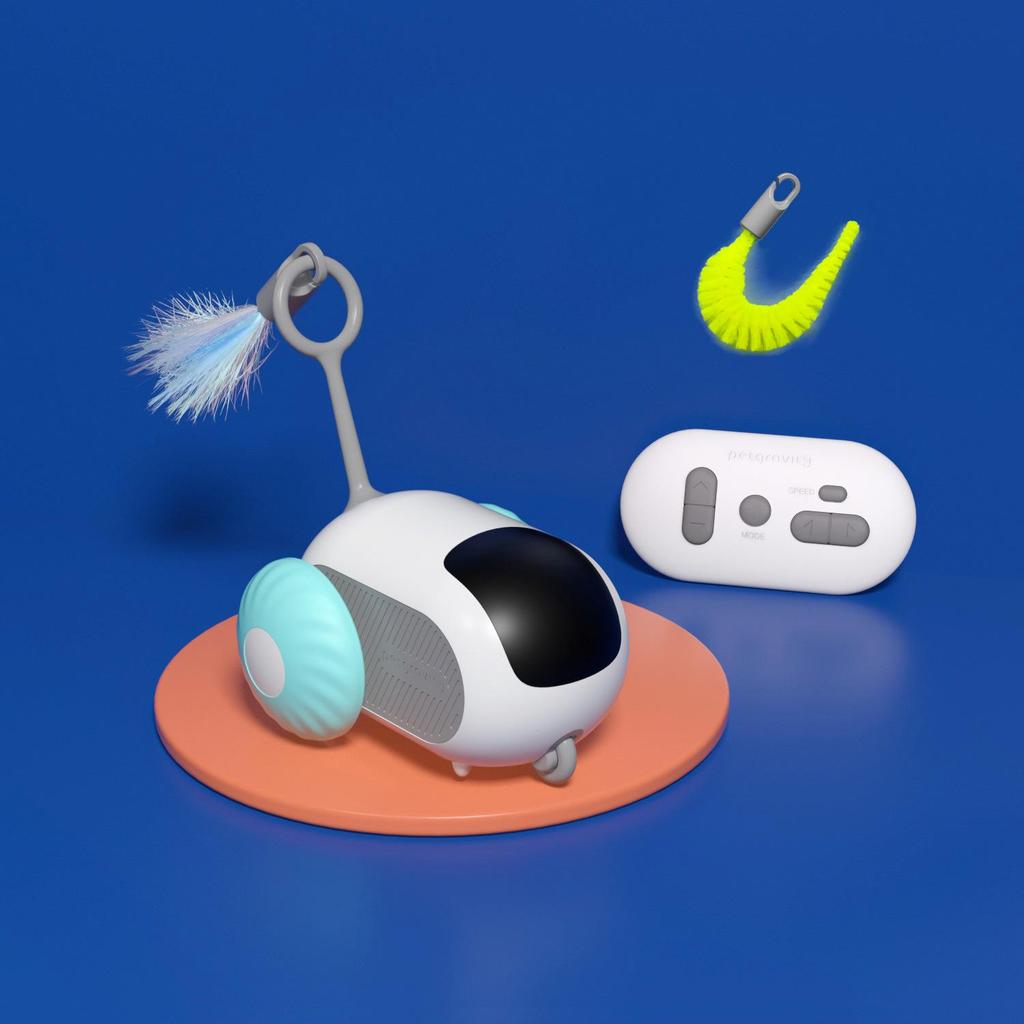Умная игрушка-дразнилка для кошек TEMU, работающая от силы тяжести, с перьевой палочкой и автономным режимом