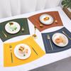 Fan Shaped Round Table Dining Mat, Leather PU Table Mat, Waterproof and Heat-insulating Mat, Hotel Western Dual Color Tableware Mat
