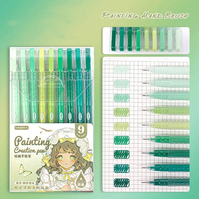 9 шт./набор гелевая ручка для рисования градиентных цветов для скрапбукинга для студентов, самодельных украшений, рисования граффити, цветного выделения