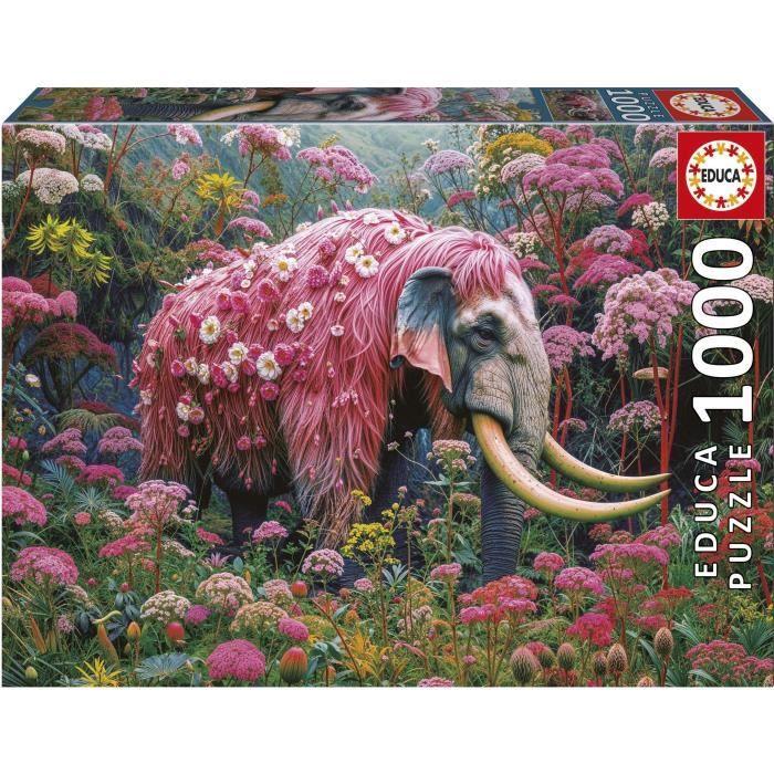 Puzzle - EDUCA - Éléphant Fleuri - 1000 pièces - 48x68 cm - Pour adultes - Animaux