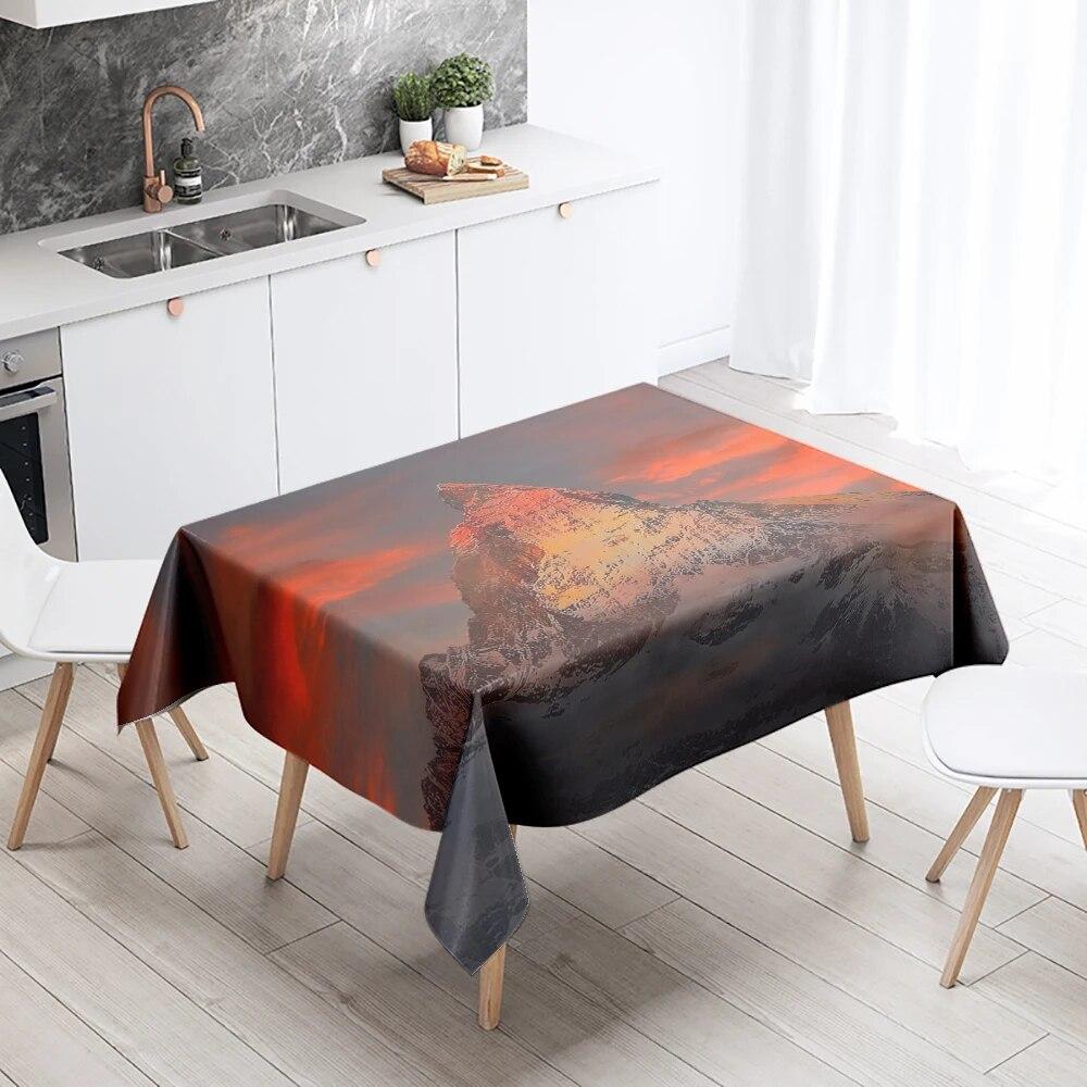 Sunset Tablecloth Natural World Landscape Stain Resistant Waterproof Rectangular Kitchen Table Home Decor