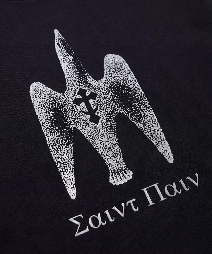 SAINTPAIN Sp Тяжелая футболка с коротким рукавом 'Каменная птица' Черная
