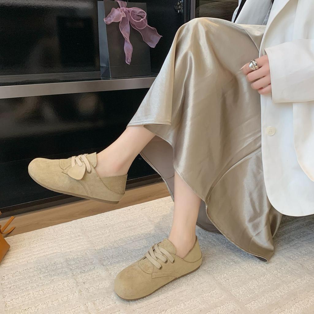 Модные и удобные нескользящие туфли-лодочки для женщин 2025 весна и осень новые универсальные повседневные с круглым носком на плоской подошве для юбки