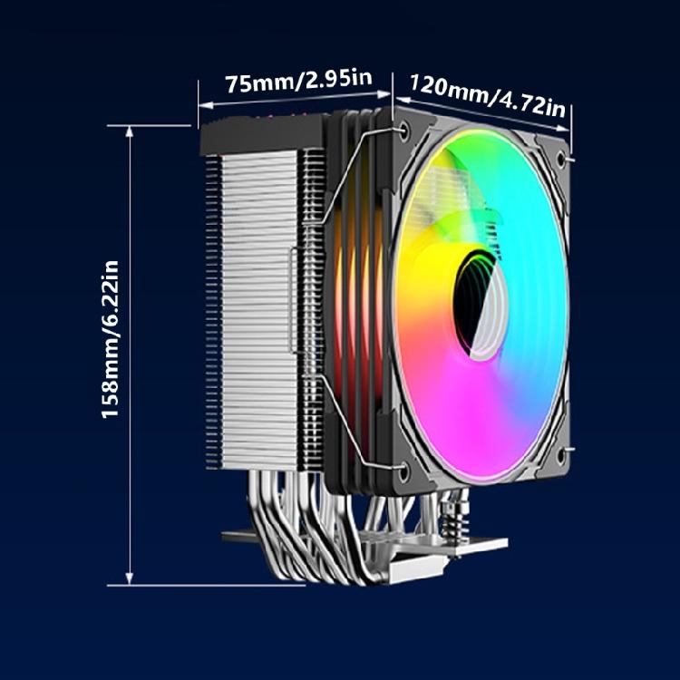 ARGB 6 Тепловых Трубок Кулеры для CPU Интеллектуальный Дисплей Температуры Радиаторы Воздушные Кулеры Тихий ARGB Вентилятор Охлаждения для LGA 1851