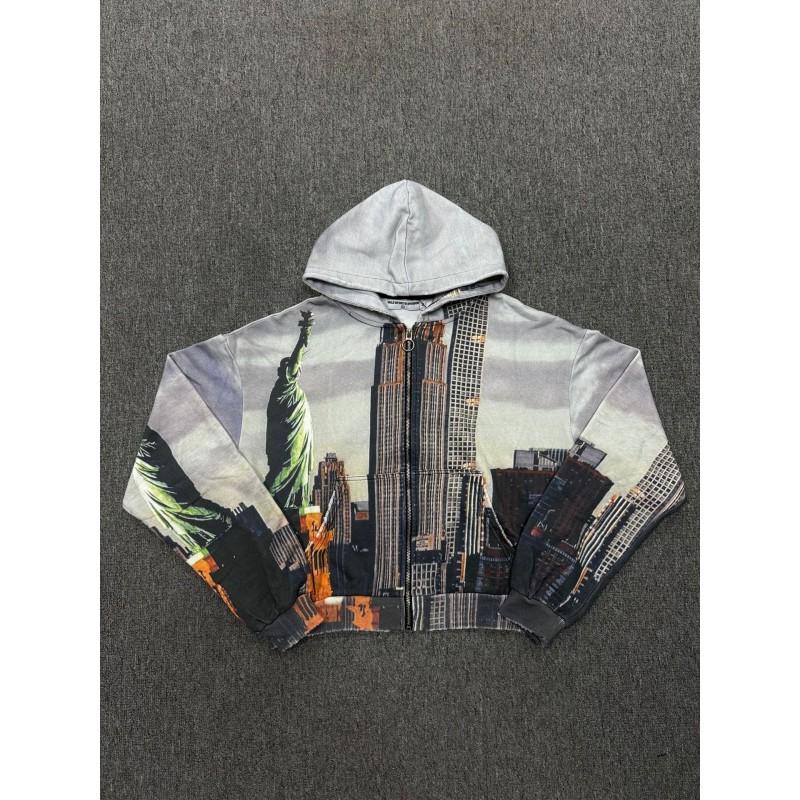 Vale Valley American High Street Hoodie Vintage Washed Loose Fit Graphic Print Sweatshirt Women