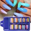 100Pcs Colorful Acrylic False Long Coffin Nails Fake Nails Flat Shape Art Tips Natural Full Cover Fake Nail Tips Manicure Tools
