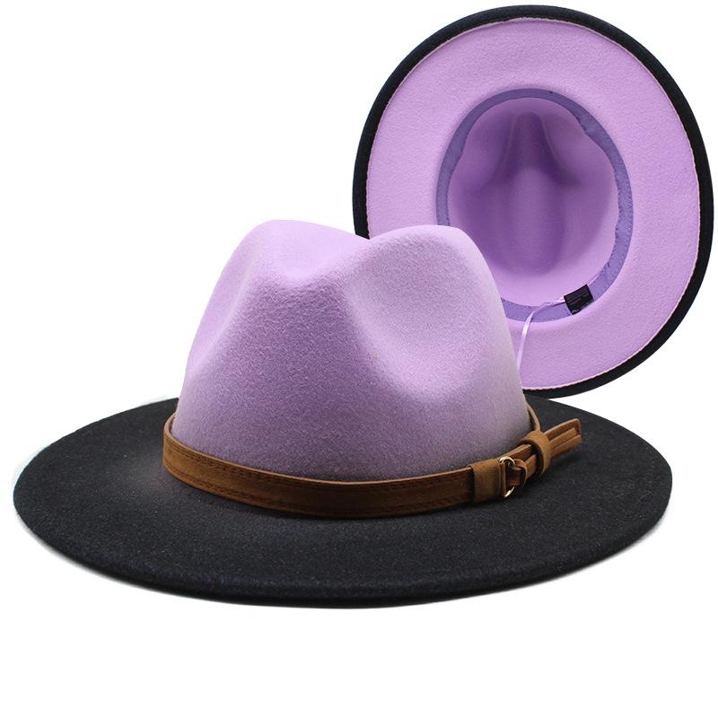 Соответствие цветов постепенное изменение цвета джазовая шляпа женская модная шерстяная шляпа цилиндр мужская уличное солнцезащитное колье