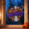Decorative Holiday Window Film Halloween Clings, Cute Ghost Pumpkin Skull Happy Sticker, Reusable Durable Sunproof Glass Stickers Double Sided Static